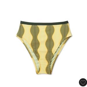 Women's Micro Wave Print High Leg Cheeky High Waist Bikini Bottom - Fe Noel